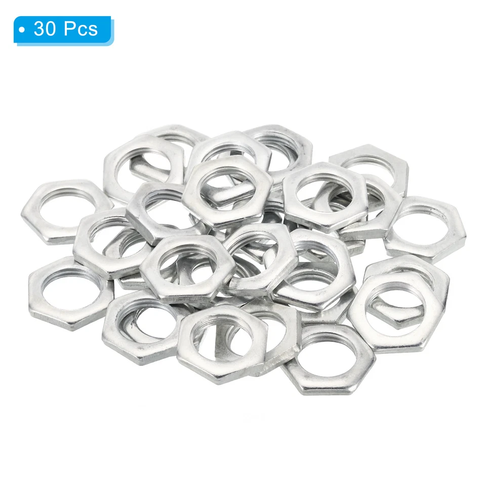 M16x1.5 Stahl Sechskantmuttern 30 Pack Metrische Gewinde Verzinkt 4mm Höhe - Bild 3 von 4