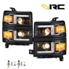 Vrc For 2014-2015 Chevy Silverado 1500 Dual Projector Headlights W Led Drl Black