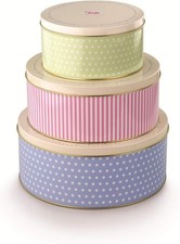 Image of Tala Retro Cake Storage Tins Set of 3 Metal Nesting Canisters for Kitchen Storag