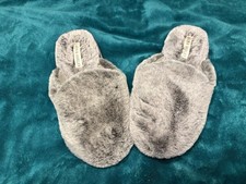 Laura Ashley Gray Faux Fur Slip-On Women's Slippers Size 8