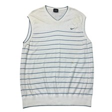 Vintage Nike Golf Knit Vest Jumper Soft Sweater White Mens XL
