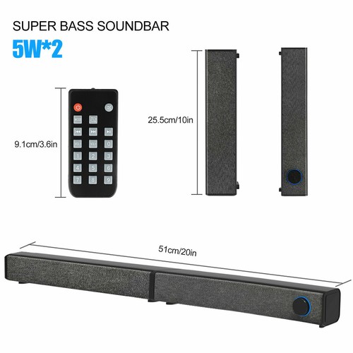 Sound Bar Wireless Bass Wired Subwoofer Home Theater TV Speaker for Bluetooth - Picture 10 of 14