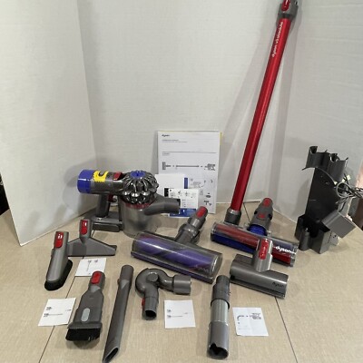 Dyson V8 Absolute SV10 Cordless Stick Vacuum Cleaner QVC Red Extra Tools WORKS