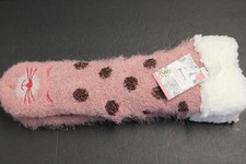 1 Pairs Woman's Lurex Critter Slipper Sock S/M 6-7.5 Cat Purple None Skids soft