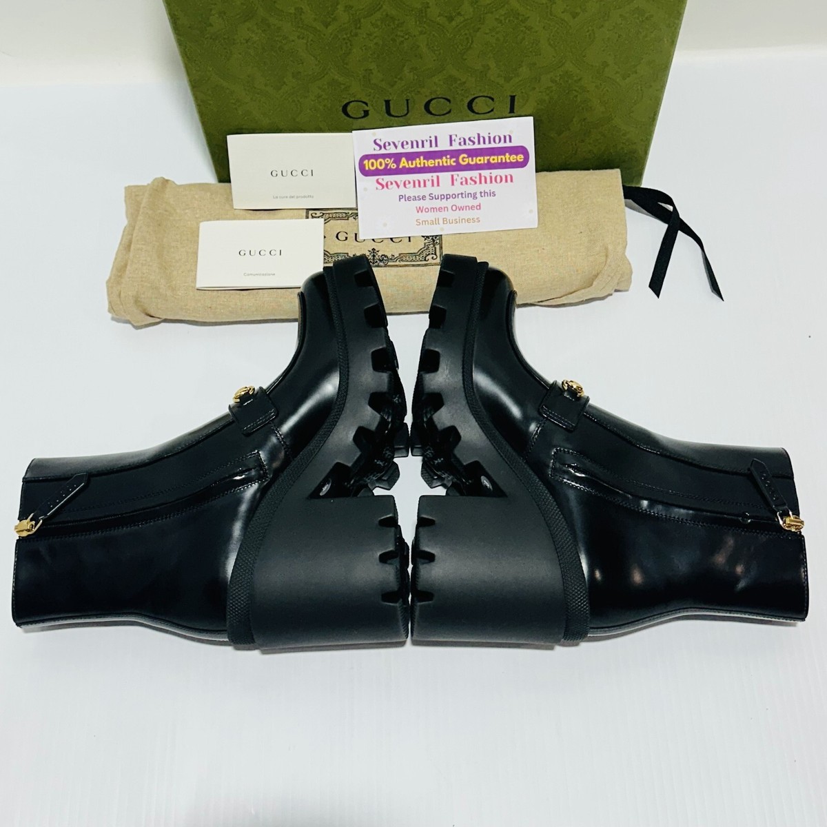 Gucci Horsebit Bootie 38/ US 8 Black Leather Platform Ankle