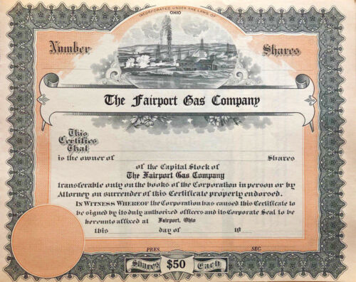 The Fairport Gas Company Ohio oil & gas stock certificate share - Picture 1 of 1