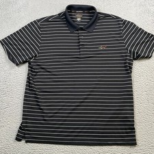Greg Norman Polo Shirt Men's XL Black Play Dry Golf Pin Striped Logo