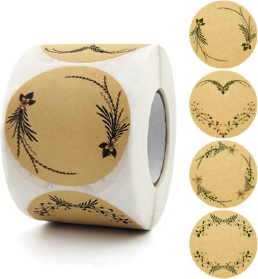Kraft Labels for Canning,Write on Jars Stickers Roll 500PCS 2 Inches Flower Desi