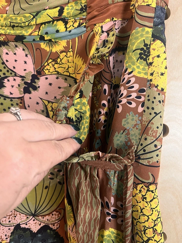 Falda mariposas Nanette Lepore para mujer 0 seda acanalada cintura alta longitud media Foto 3 de 4