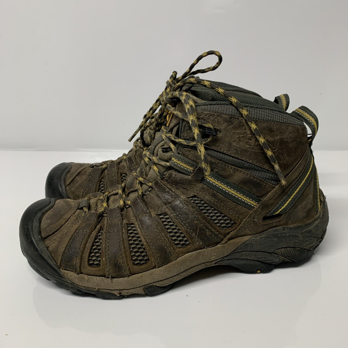 $145 Keen Men's Sz Voyageur Mid Vented Leather Hiking Boots Brown  1008904
