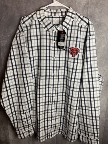 Chicago Bears Long Sleeve Button Down Shirt Men’s 3XL Check White Black NFL NEW