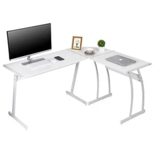 58" L Shaped Computer Desk L Shaped Corner Desk Laptop Study Writing Table White