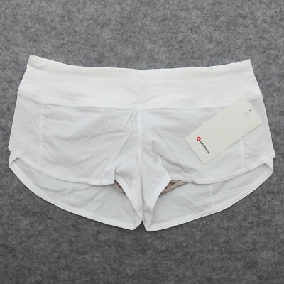 New Lululemon Size 12 Speed Up LR Low Rise Shorts Lined WHT White 