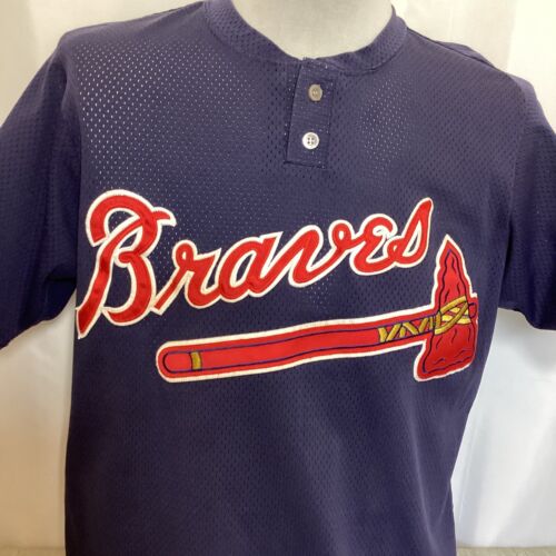 Vintage Atlanta Braves Wilson Baseball Trikot #10 Blau Mesh USA Größe 46 - Bild 2 von 7