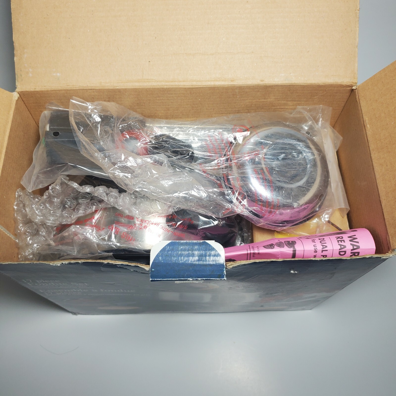 Trudeau 17 PC Stainless Steel Fondue Set 6 Stoneware Bowls Recipes Book Included for sale online