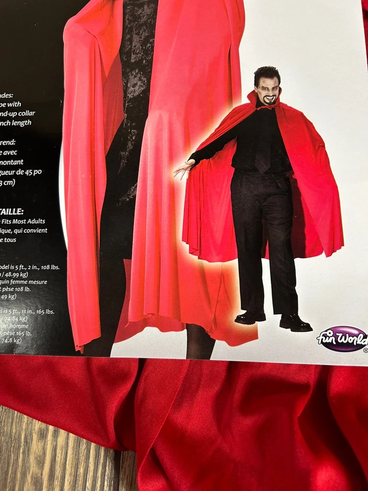 Divertido Accesorio Disfraz Halloween Capa Roja Clásico Mundial Unisex Talla Única Se Adapta a la mayoría Foto 2 de 4