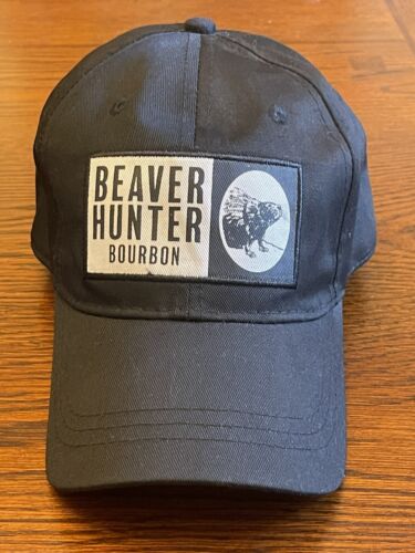 Beaver Hunter Bourbon-Whiskey Black Cap Hat Snapback Front Patch - Picture 2 of 8