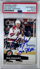 Ken Daneyko  auto insc 1991 Pro Set card #139 PSA Encapsulated New Jersey Devils