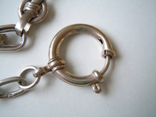 Antico Catena per Orologi Di Vera Argento Con Simbolo Marchi 29,4 G / 32,5 CM - Picture 4 of 7