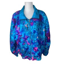 Vintage East West Windbreaker Jacket Womens Large Colorful Double-Sided Full Zip
