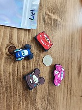 Lot Of 4 Cars Shoe Charms For Crocs. Lightning McQueen, Mater, Veronica, Guido