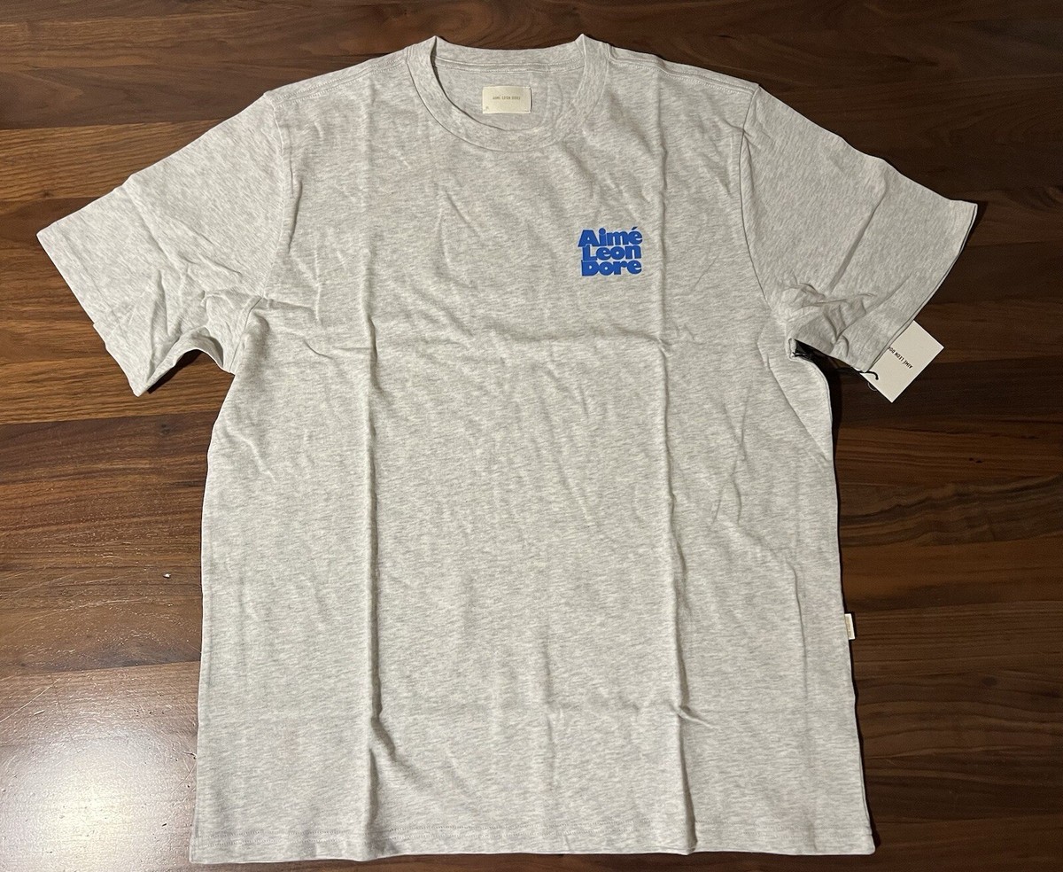 Aime Leon Dore ALD Stacked Logo Short-Sleeve Tee in “Silver