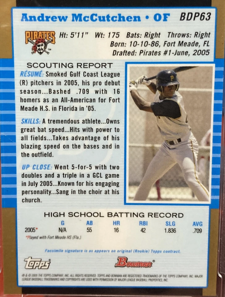 Coche Andrew Mccutchen 🔥Bowman Rookie 10 Foto 2 de 3