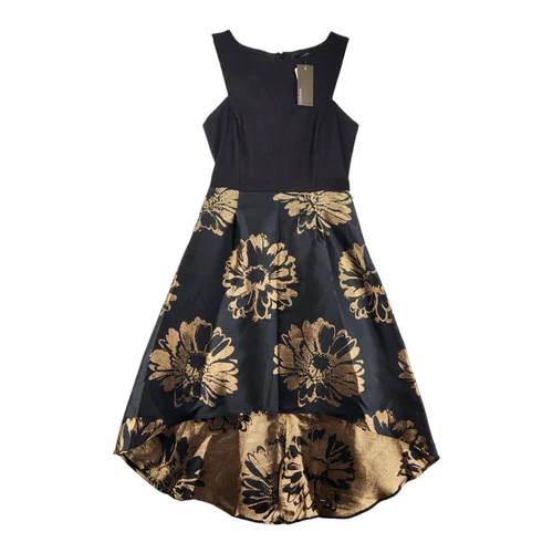New Donna Ricco Women's Sheath Floral Print High Low Dress Black Size 4 Black