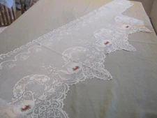 Vintage Heritage Lace New Old Stock, Teatime w/Rose Ecru Mantle Scarf, 20" x 96"