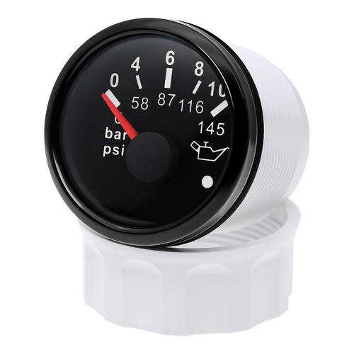 2" 52mm Waterproof Oil Pressure Gauge 0-10bar/0-145PSI for Boat Car Truck Black - Picture 5 of 13