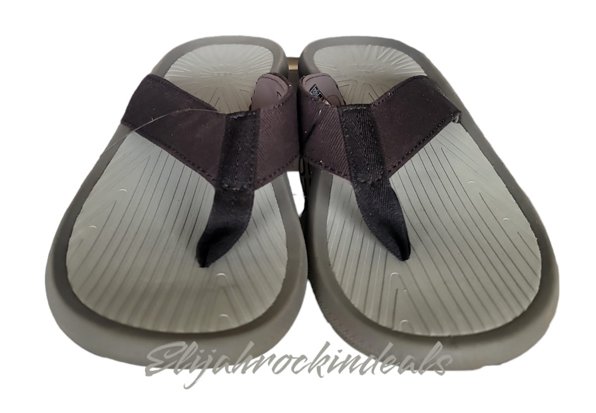 NEW MENS UGG BROOKSIDE II BLACK CANVAS FLIP FLOP SANDALS SIZE US 9