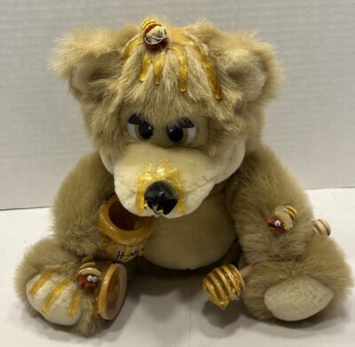 Vintage Orzek Honey Bear With Jar Of Honey, Dipper And Bees 9  Sticky Bear 1990