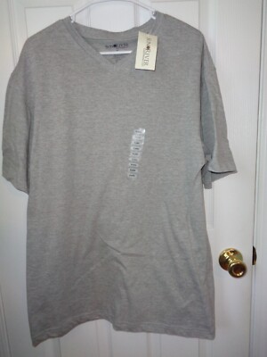 NWT Mens Sun Rivers Shirt Extra Large XL Gray  Short Sleeve V-Neck - BC97