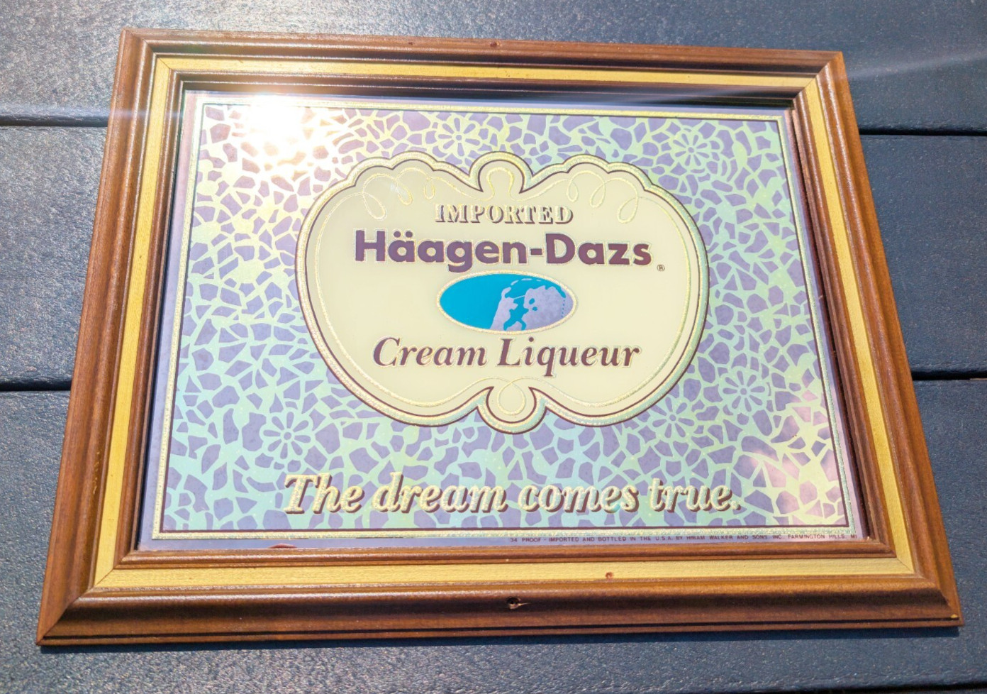 Vintage Original Imported Häagen-Dazs Cream Liqueur Bar Mirror Sign Ad Framed