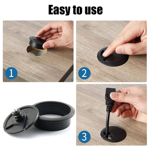 6PCS Desk Grommet, Desk Cable Grommet 80Mm (3-1/6Inch) Black Desk Cable Hole Cov - Picture 8 of 12