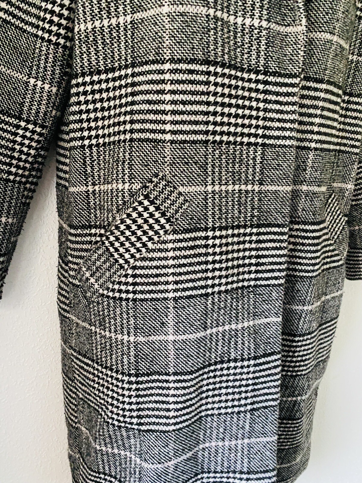 River Island Dog Tooth Check Coat Size UK 8 Black & White Lined Pockets eBay
