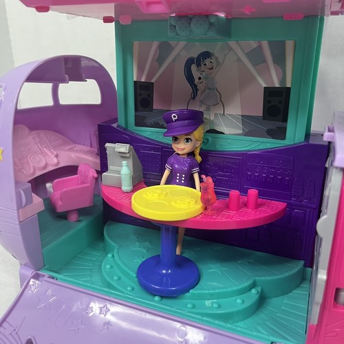 Polly Pocket Travel Adventures Playset Airplane Jet Doll Purple Incomplete Set - Picture 4 of 13