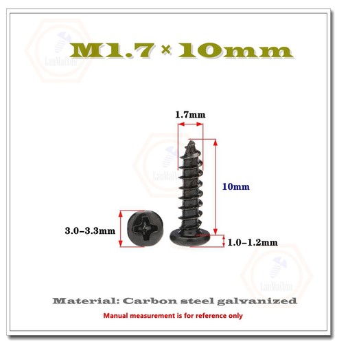 Tornillos autorroscantes cabeza pan Phillips negra M1 M1.2 M1.4 M1.5 M1.7 M2 M2.5 M3 - Imagen 30 de 58