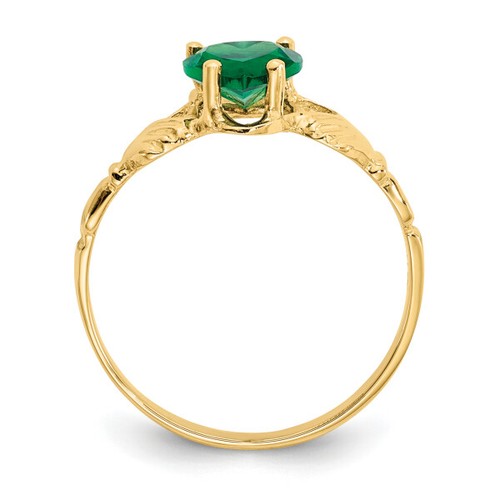 14K Yellow Gold Cubic Zirconia CZ Heart Love Irish Claddagh Celtic Ring May ... - Picture 3 of 90