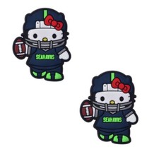 NFL Seattle Seahawks Football Kitty Crocs Shoe Charms Jibbitz - 2 pieces