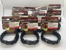 SecureLine Survival Bracelet Nylon Paracord Rope Lot of 10 - Medium, Black