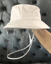 Fisherman Cap Anti Saliva Protective White Bucket Hat Clear Face Shield Vel