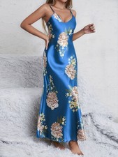 Womens Satin Silk Nightdress Sexy Lingerie Nightwear Sleepwear Long Slip Dress