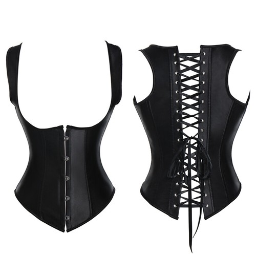 Steampunk Corset Top Women Corset Sexy Bustier Gothic Corselet Leather Bustier - Picture 12 of 34