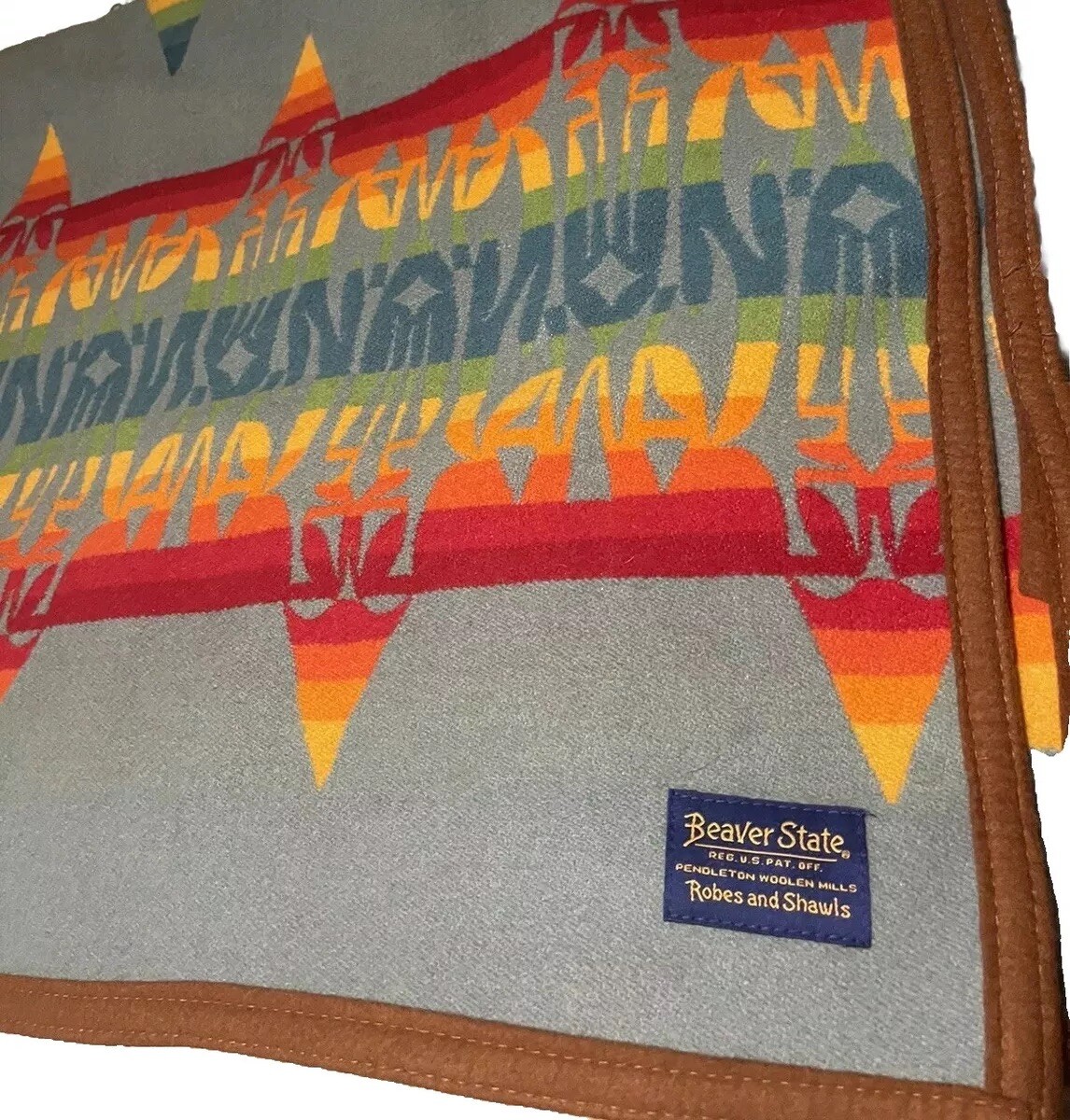 VINTAGE PENDLETON BEAVER State CHIEF JOSEPH TRIBAL WOOL Throw