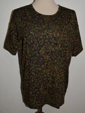 New LuLaRoe Shirt Irma Short Sleeve Black Green Floral Tulip Tunic Top XXS