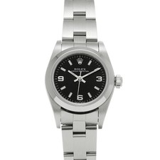 ROLEX Oyster Perpetual 76080 Black Ladies Used Watch #103126