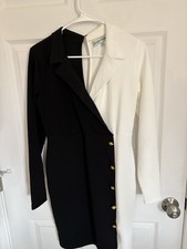 Almost Famous color block ribbed Knit dress White Black Large