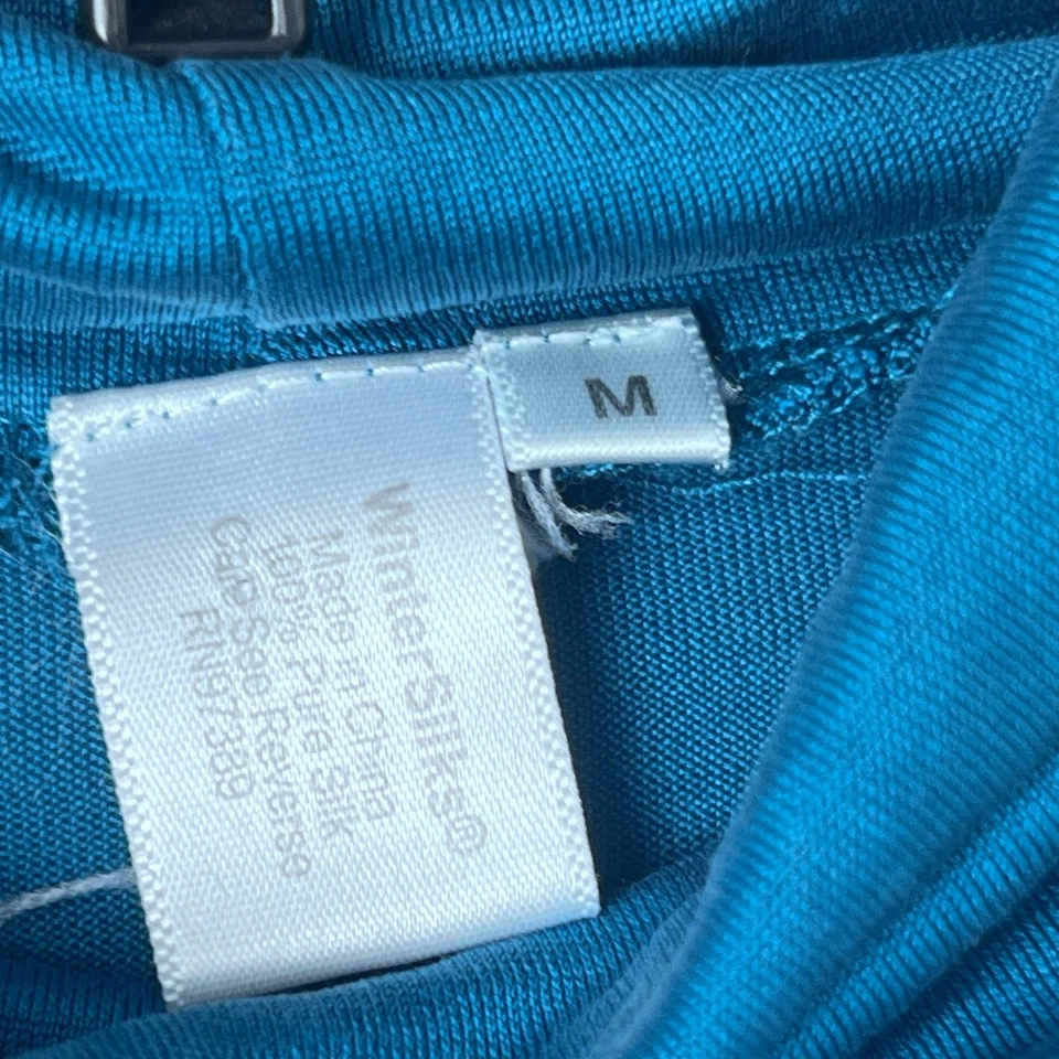 WinterSilks Top Womens M Blue Turtleneck T-Shirt Silk Long Sleeve Solid Knit - Image 3 of 4