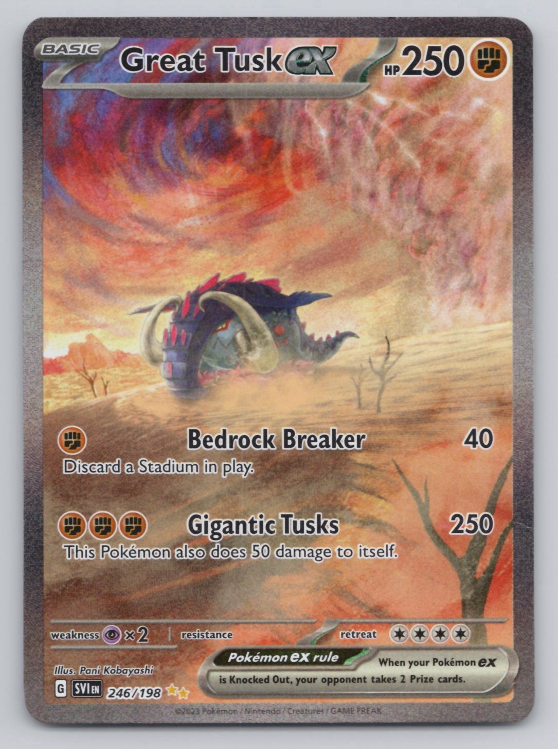 Pokemon TCG: Great Tusk ex 246/198 Scarlet & Violet Base Set Illustration Rare
